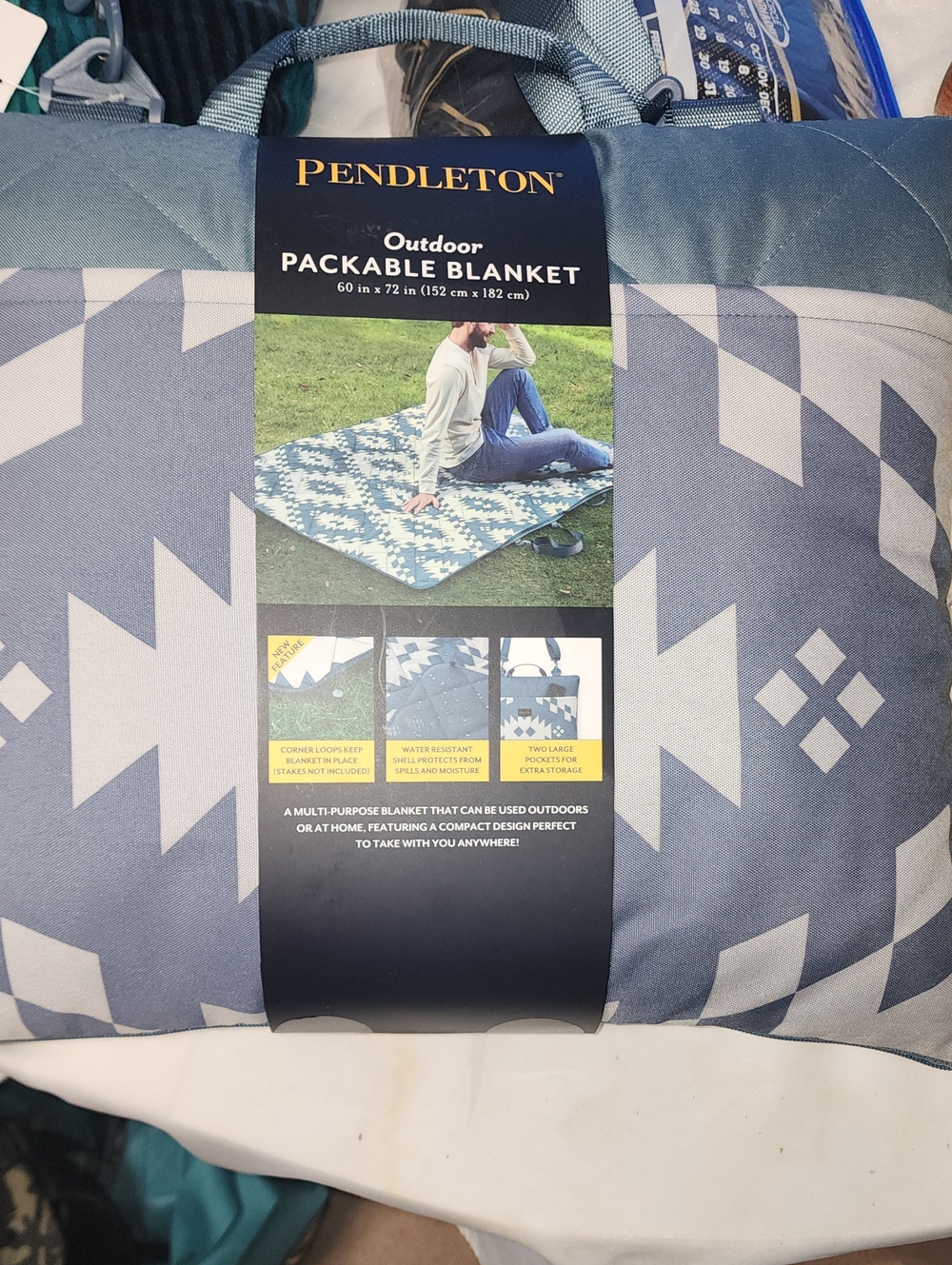 Pendleton Blue and White Outdoor Packable Blanket